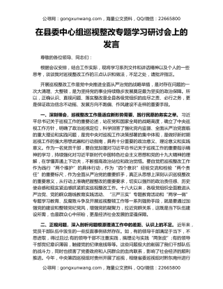 在县委中心组巡视整改专题学习研讨会上的发言