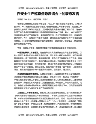 在安全生产巡查督导反馈会上的表态发言