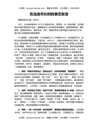 在当选市长时的表态发言（2）