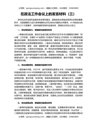 在政法工作会议上的发言材料（三）