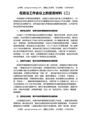 在政法工作会议上的发言材料（二）