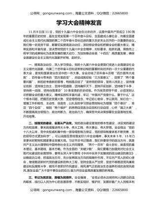 学习大会精神发言