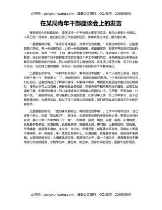 在某局青年干部座谈会上的发言