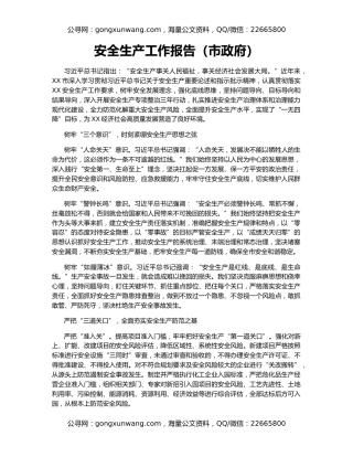安全生产工作报告（市政府）