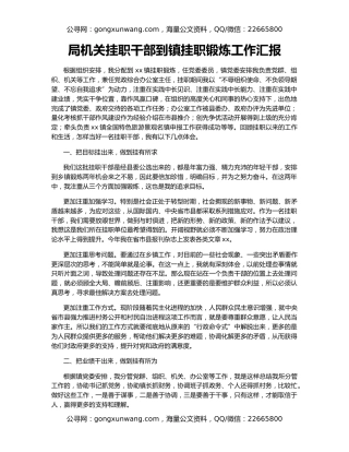 局机关挂职干部到镇挂职锻炼工作汇报