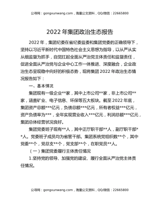 2022年集团政治生态报告