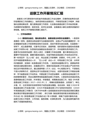 巡察工作开展情况汇报