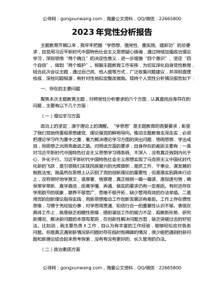 2023年党性分析报告（2）