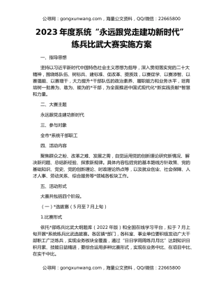 2023年度系统“永远跟党走建功新时代”练兵比武大赛实施方案