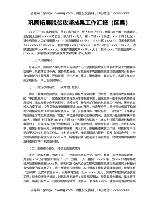 巩固拓展脱贫攻坚成果工作汇报（区县）