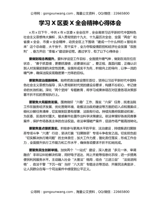 学习X区委X全会精神心得体会
