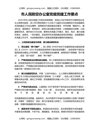 市人民防空办公室党组党建工作要点