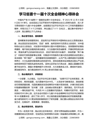 学习省委十一届十次全会精神心得体会