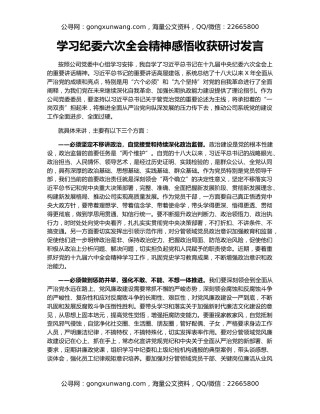 学习纪委六次全会精神感悟收获研讨发言
