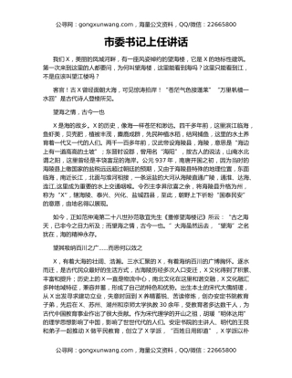 市委书记上任讲话