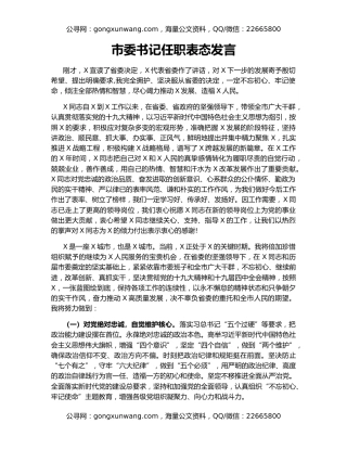 市委书记任职表态发言