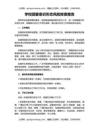 学校团委意识形态风险排查报告