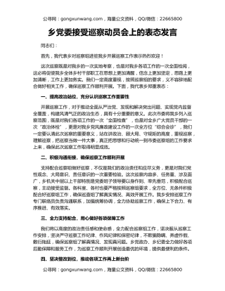 乡党委接受巡察动员会上的表态发言