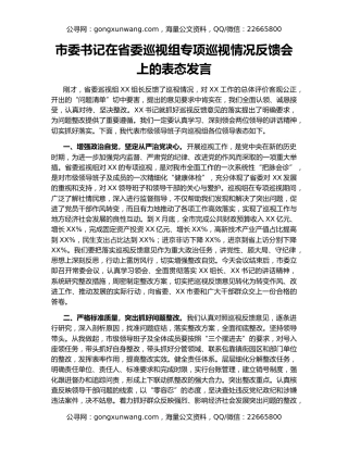 市委书记在省委巡视组专项巡视情况反馈会上的表态发言