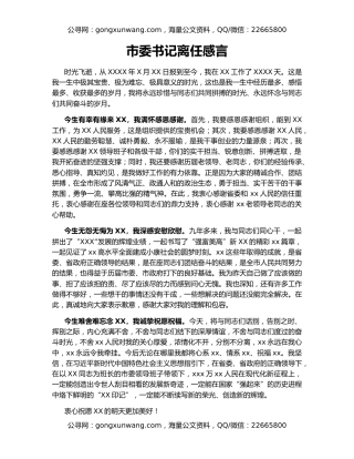 市委书记离任感言