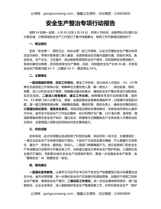 安全生产整治专项行动报告