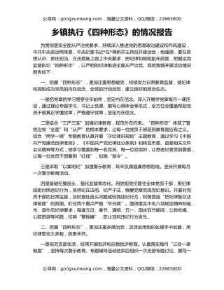 乡镇执行《四种形态》的情况报告