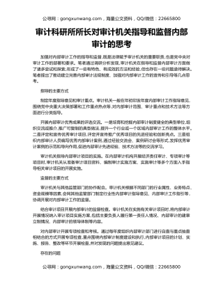 审计科研所所长对审计机关指导和监督内部审计的思考