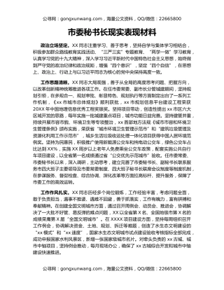 市委秘书长现实表现材料