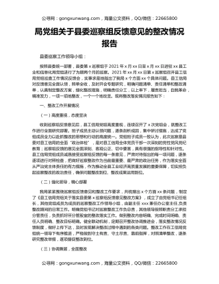 局党组关于县委巡察组反馈意见的整改情况报告