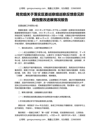 局党组关于落实区委巡察组巡察反馈意见阶段性整改进展情况报告（2）
