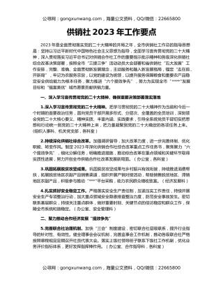 供销社2023年工作要点