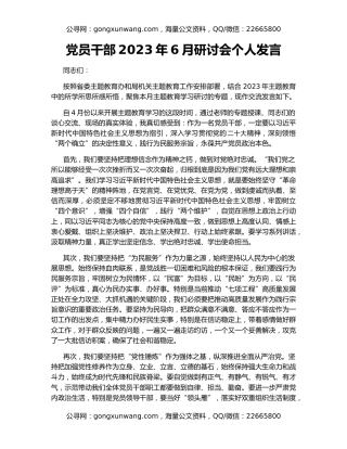 党员干部2023年6月研讨会个人发言