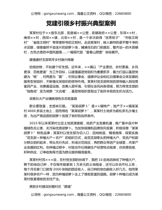 党建引领乡村振兴典型案例