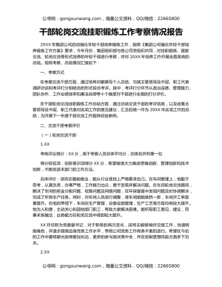 干部轮岗交流挂职锻炼工作考察情况报告