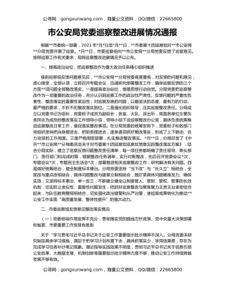 市公安局党委巡察整改进展情况通报