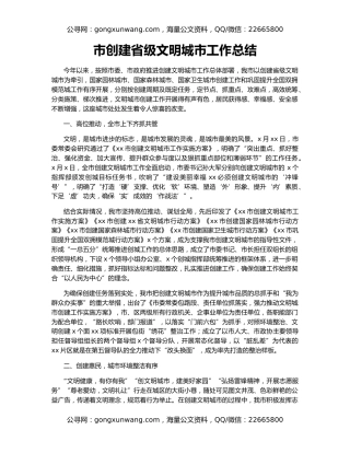 市创建省级文明城市工作总结