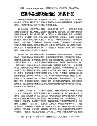 把准市县巡察政治定位（市委书记）