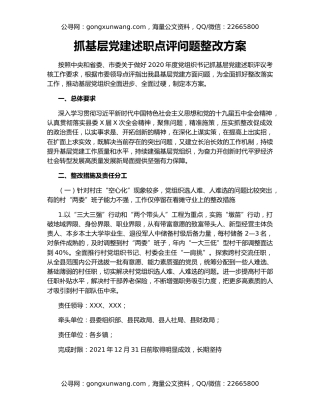 抓基层党建述职点评问题整改方案22362