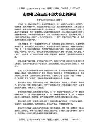 市委书记在三级干部大会上的讲话