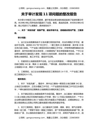 关于审计发现11项问题的整改报告