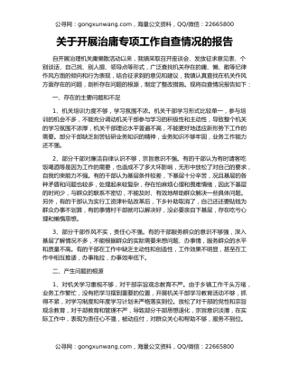 关于开展治庸专项工作自查情况的报告