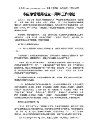 市应急管理局成立一周年工作综述