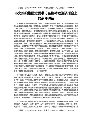 市文旅投集团党委书记在集体政治谈话会上的点评讲话