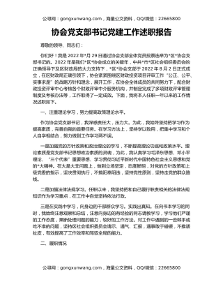 协会党支部书记党建工作述职报告