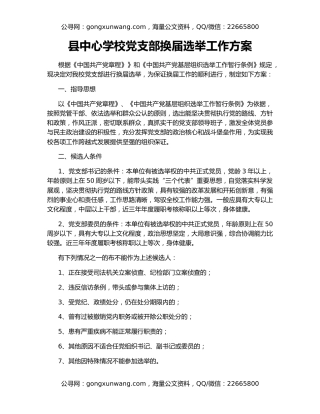 县中心学校党支部换届选举工作方案