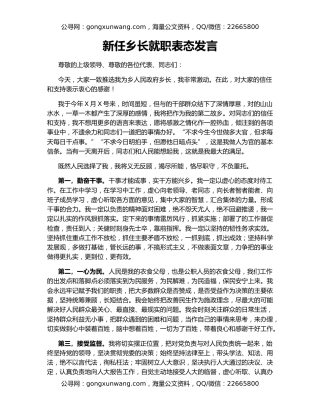 新任乡长就职表态发言