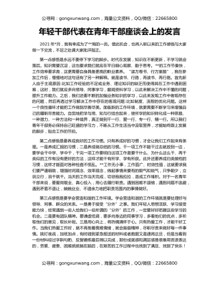 年轻干部代表在青年干部座谈会上的发言（2）