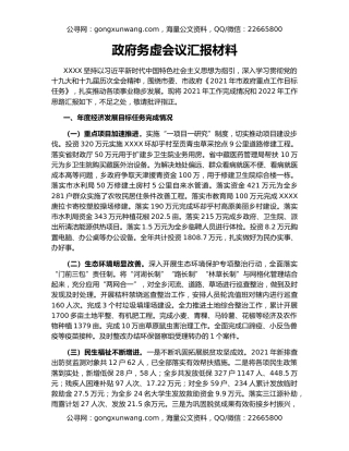 政府务虚会议汇报材料