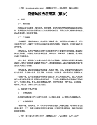 疫情防控应急预案（镇乡）