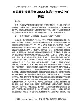 在县委财经委员会2023年第一次会议上的讲话